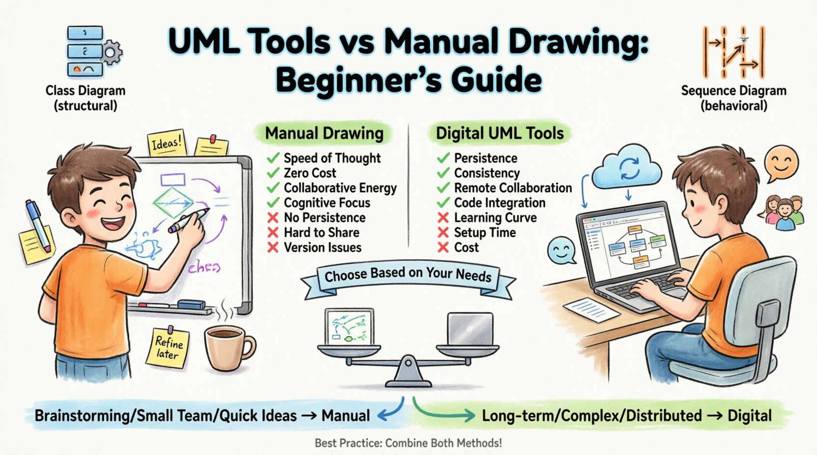 Evaluating UML Tools vs. Manual Drawing: What Beginners Need to Know