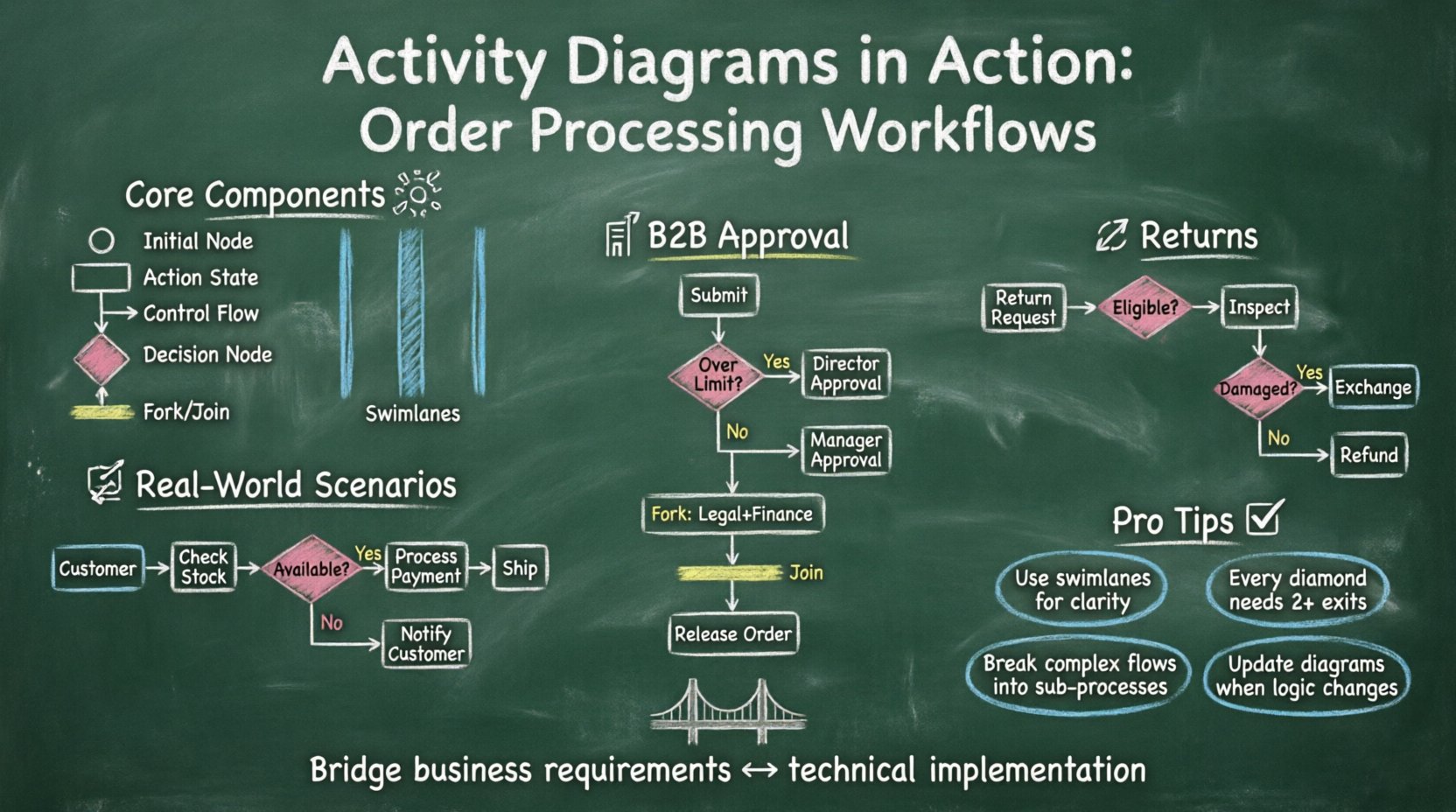 Activity Diagrams in Action: Real-World Examples of Order Processing Workflows