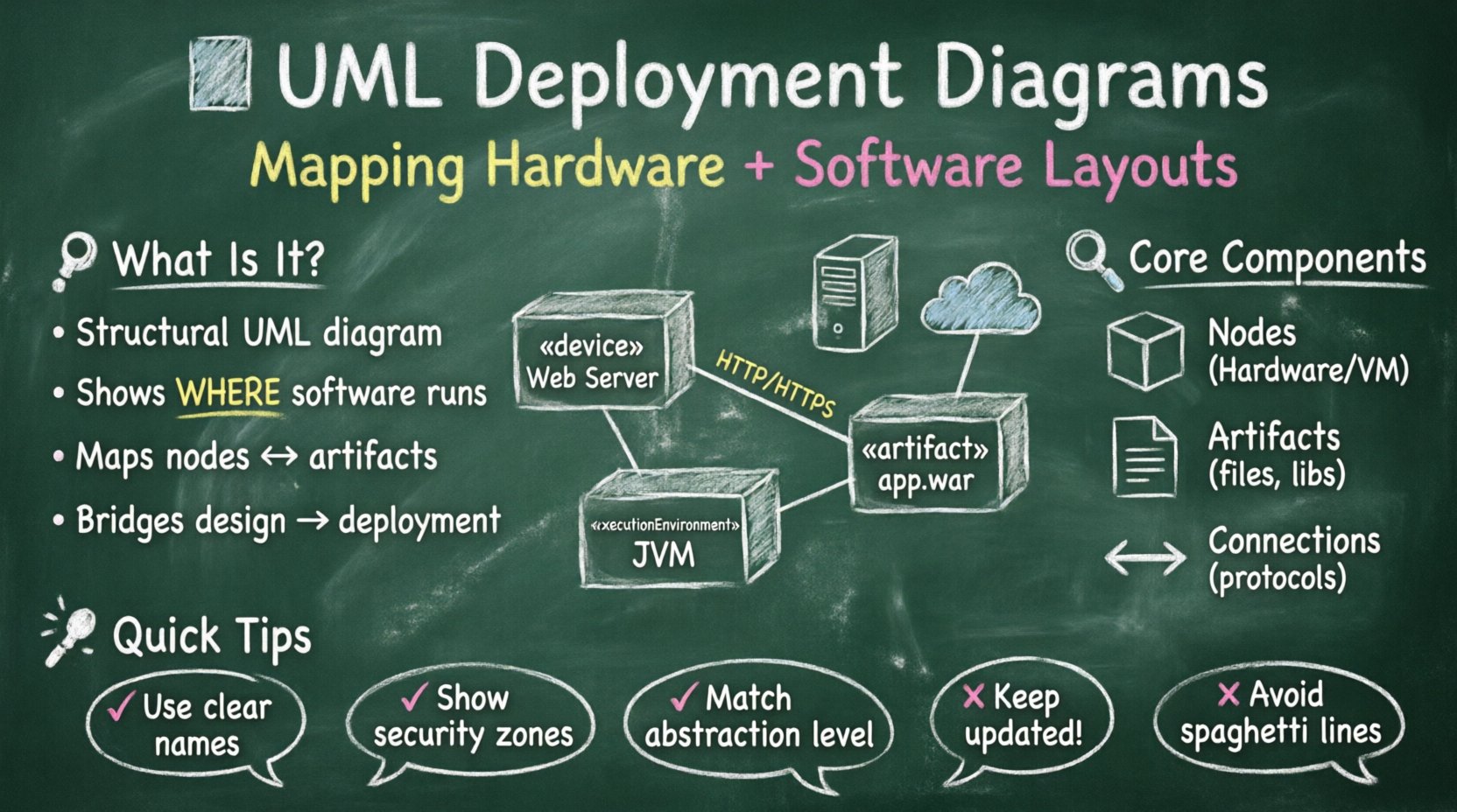 UML Deployment Diagrams: Mapping Hardware and Software Layouts