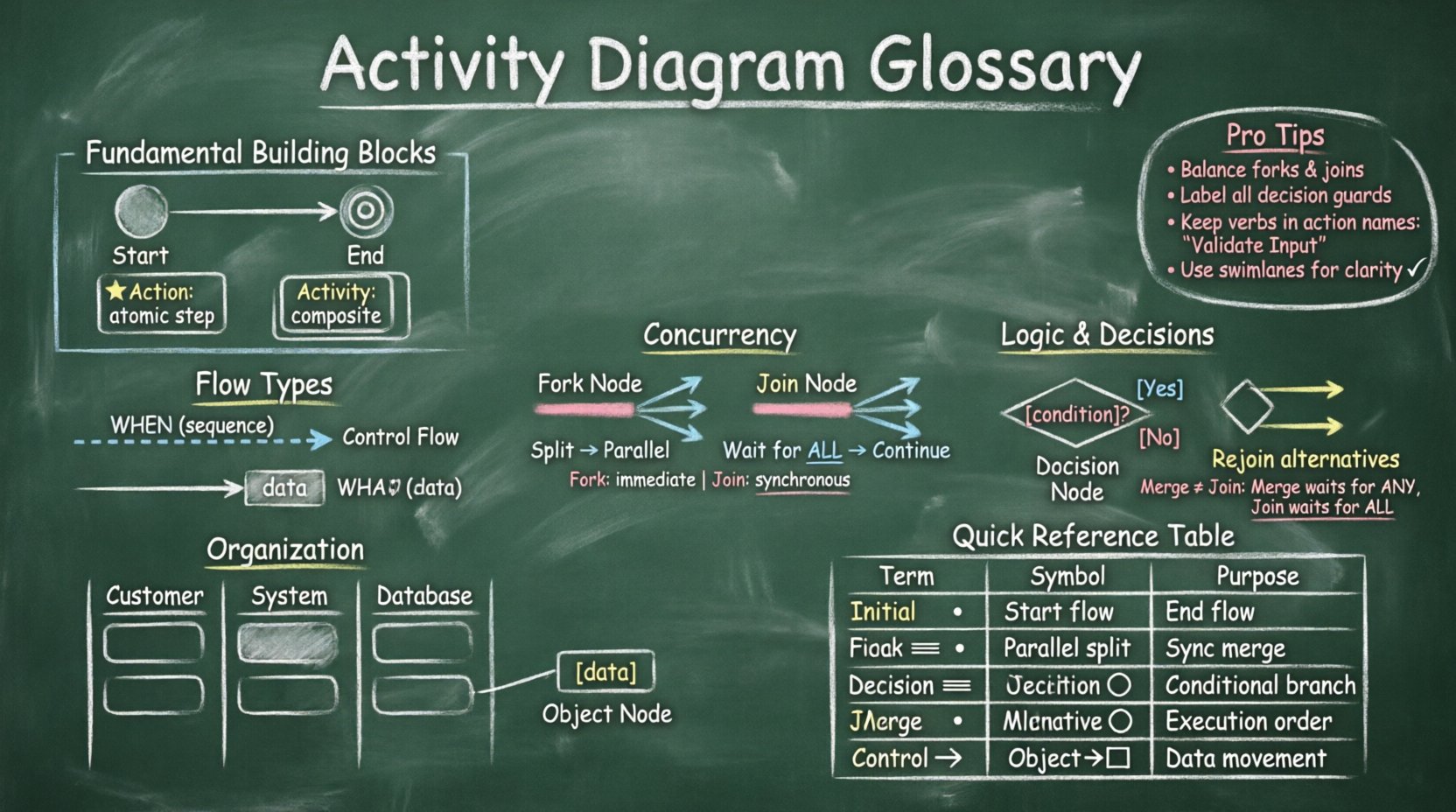 Activity Diagram Glossary: Decoding Terms Like ‘Fork’, ‘Join’, and ‘Object Flow’