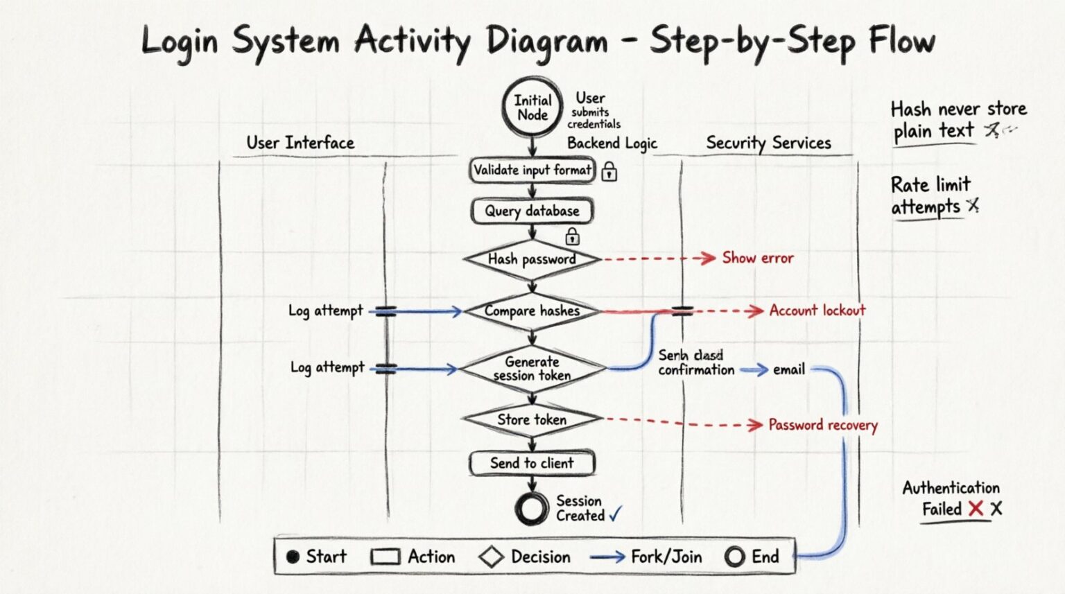 Activity Diagram Case Study: Login System Mapping