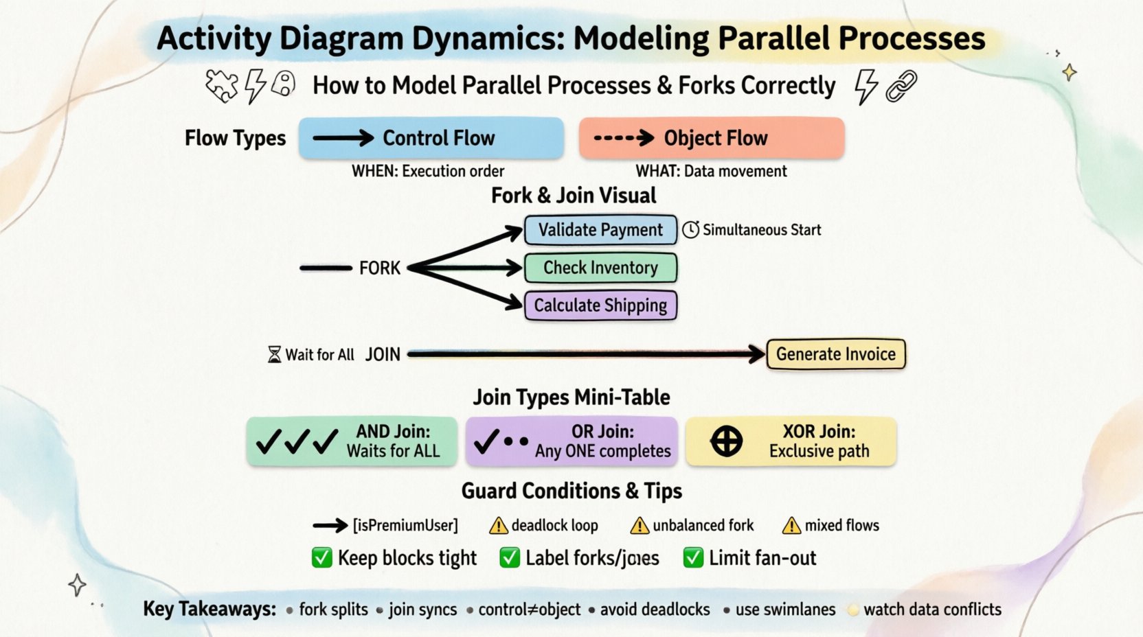 Activity Diagram Dynamics: How to Model Parallel Processes and Forks Correctly