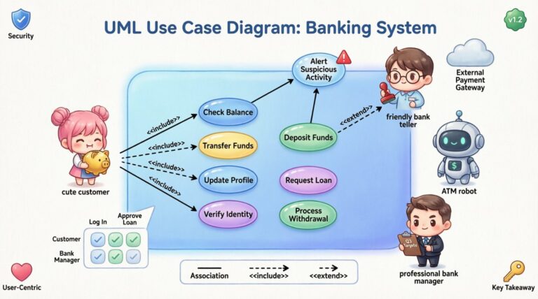 UML Use Case Diagram Guide: Banking System Design 🏦