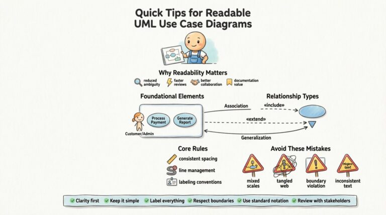 Drawing Readable UML Use Case Diagrams: Quick Tips & Guide