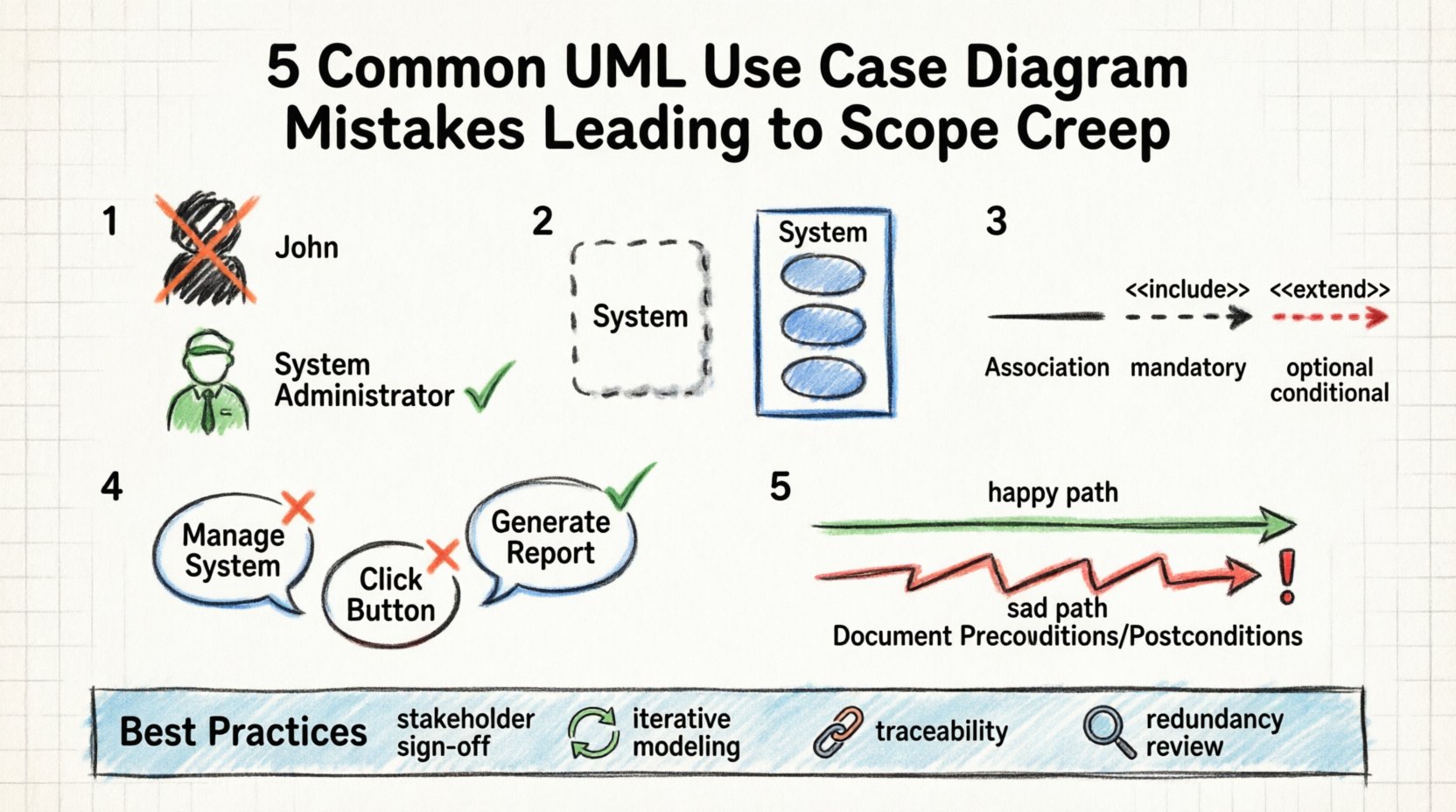 Common Mistakes in UML Use Case Diagrams That Lead to Project Scope Creep