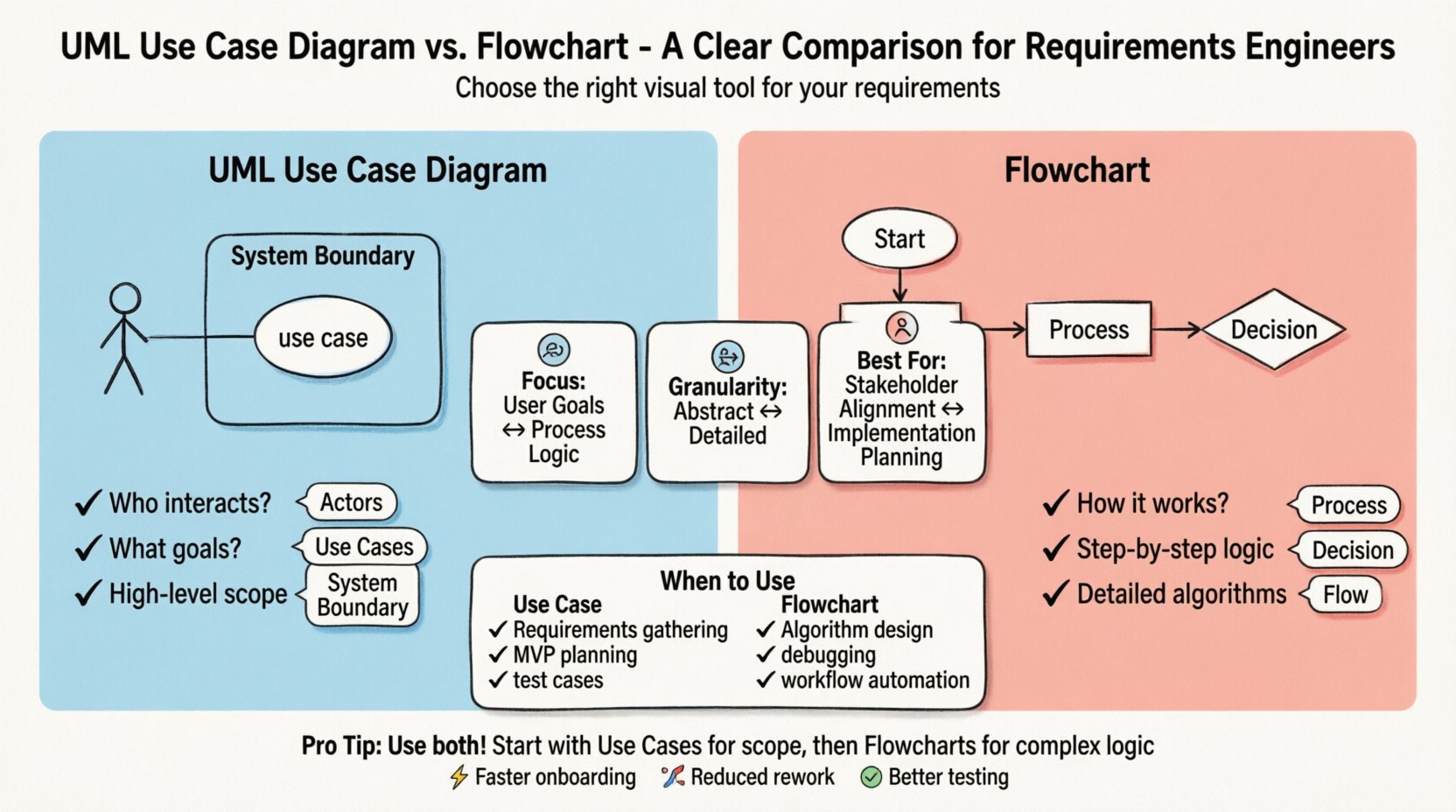 UML Use Case Diagram vs. Flowchart: A Clear Comparison for Requirements Engineers