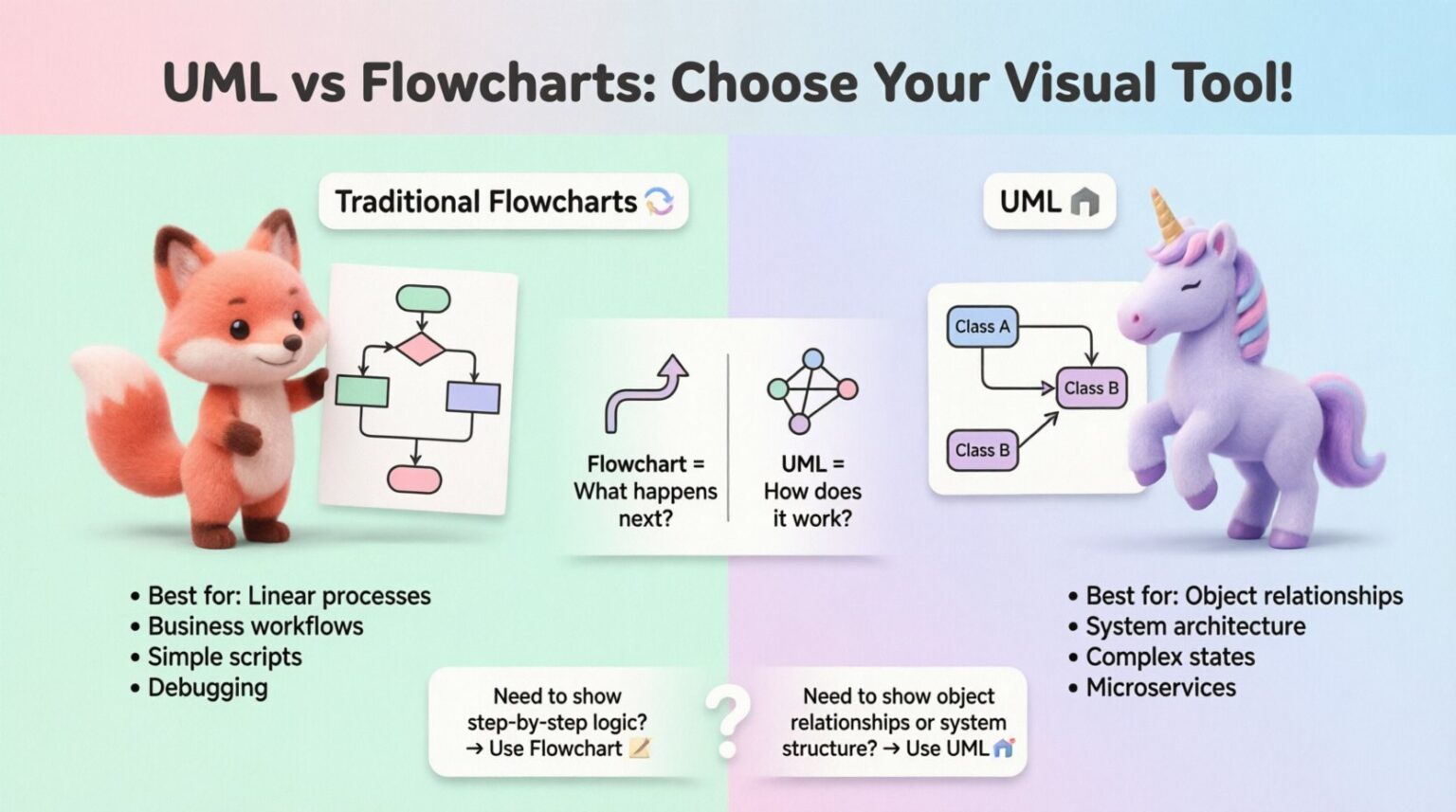 UML vs. Flowcharts: When to Use Each Type? 📊