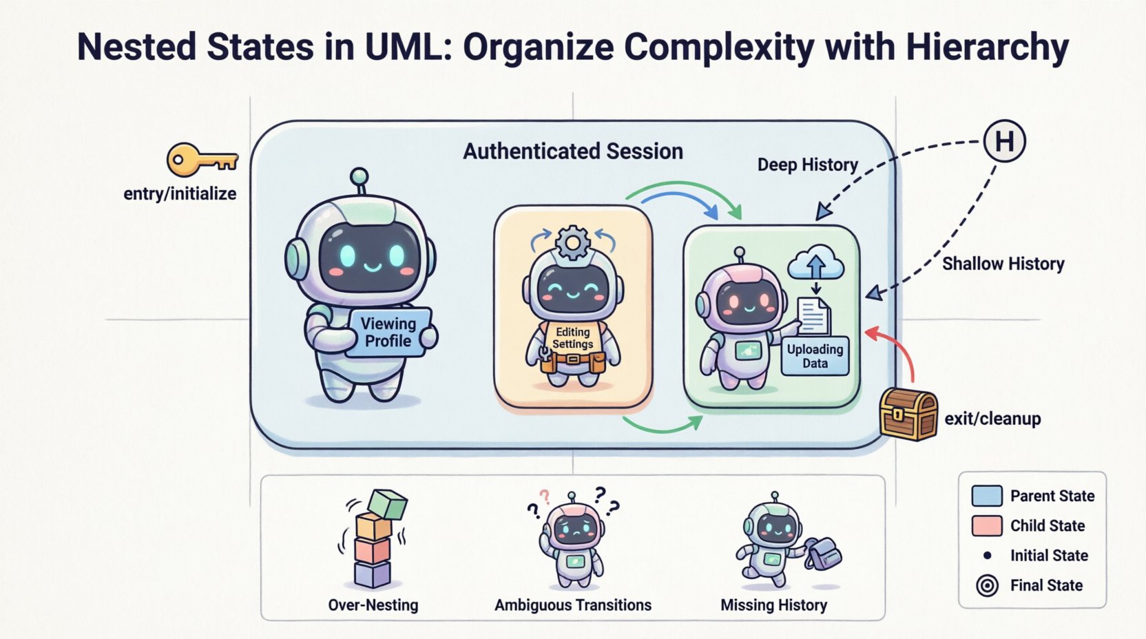 A Comprehensive Walkthrough of Nested States in UML State Diagrams