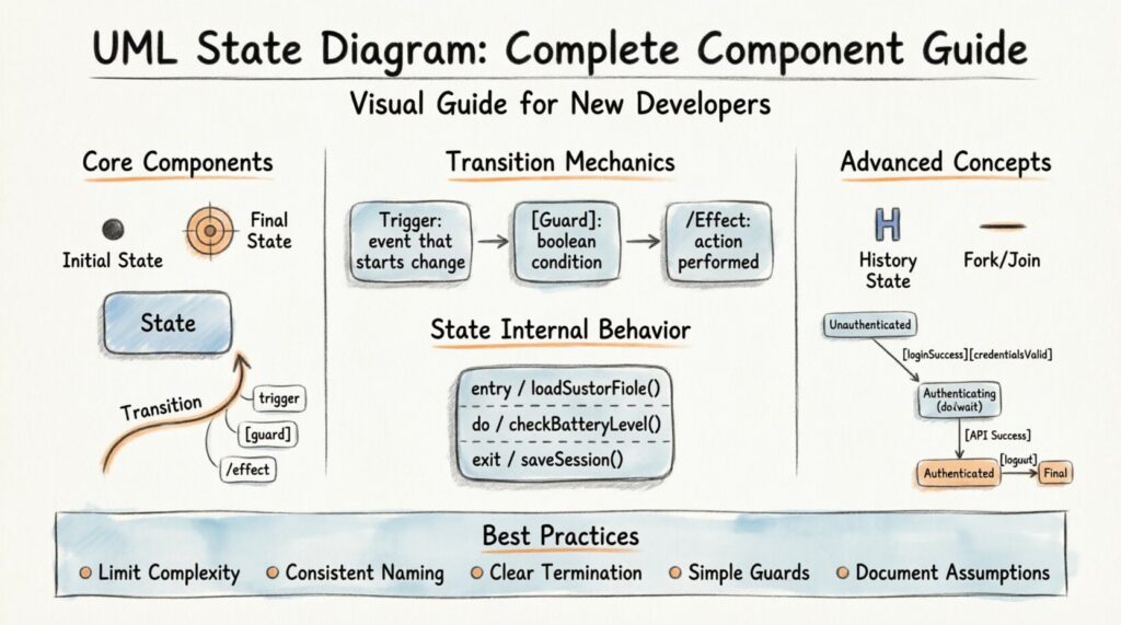 UML State Diagram Components Guide for Developers 🛠️