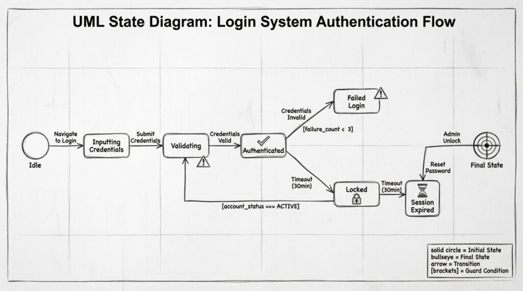 UML State Diagram Case Study: Real-World Login System 🔐