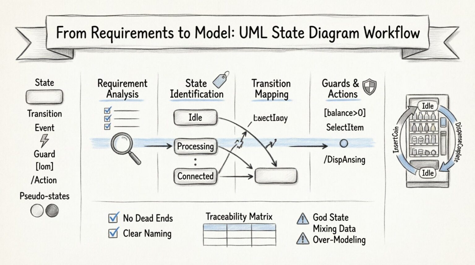 From Requirements to Model: UML State Diagram Guide 📊