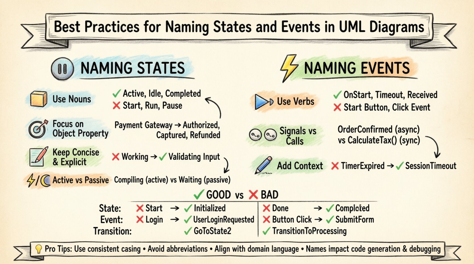 Best Practices for Naming States and Events in UML Diagrams